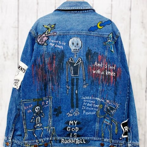 【即購入 可】リメイク ペイント デニム 即購入 可】リメイク ペイント デニム（12oz HOME MADE Denim