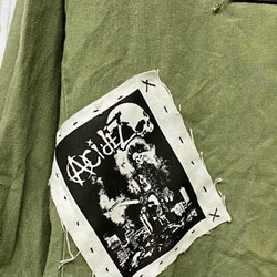 リメイク ジャケット アーミージャケット トップス ワッペン 手縫い 手描き 7枚目の画像