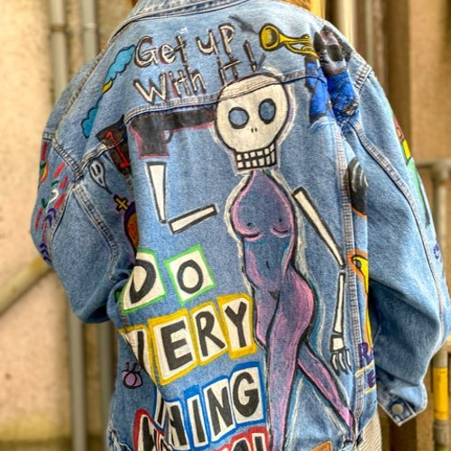 リメイク ペイント デニム ジャケット パッチワーク ジャケット リメイク ペイント デニム ジャケット パッチワーク ジャケット