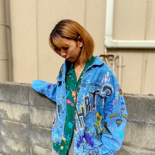 リメイク ペイント デニム ジャケット パッチワーク ジャケット リメイク ペイント デニム ジャケット パッチワーク ジャケット