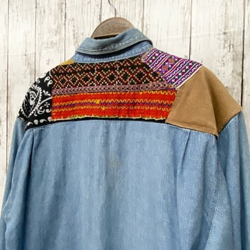 リメイク デニムシャツ パッチワーク シャツ Miharu-Chan 通販