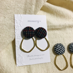 Creemaユーザー様専用 秋冬ロマンスチェック*千鳥格子 ネジバネ式イヤリング 3枚目の画像