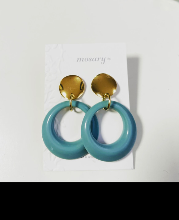 人気のくすみカラー*アクアブルーリング/ピアス/イヤリング/ノンホールピアス 1枚目の画像
