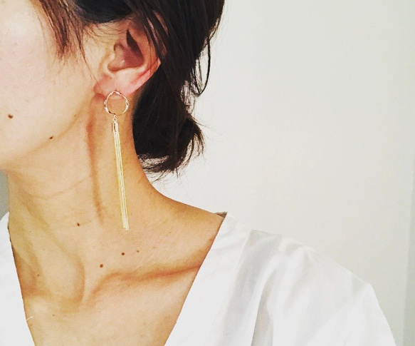 人気】Simple*メタルタッセルロング*ピアス/イヤリング ピアス
