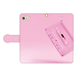 手帳型スマホケース［カセットテープ／01-Pink］送料込み 3枚目の画像