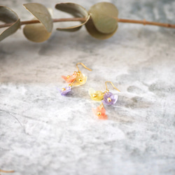 和紙の花 色々花子（桃・紫・黄) イヤリング／ピアス 和紙×レジンアクセサリー 3枚目の画像