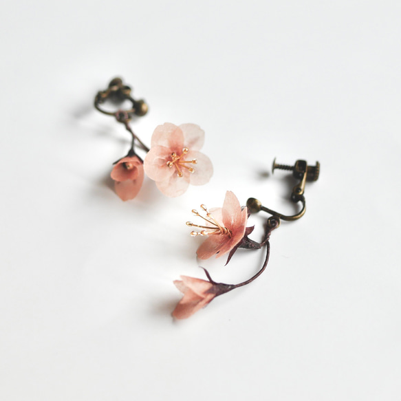 和紙の花 「大和の桜 」追憶　イヤリング／ピアス 桜ハンドメイド2024 1枚目の画像