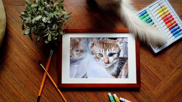 寵物壓克力油畫訂製 (附送實木相框 ) 八開 (相當於2張A4大小) 第2張的照片