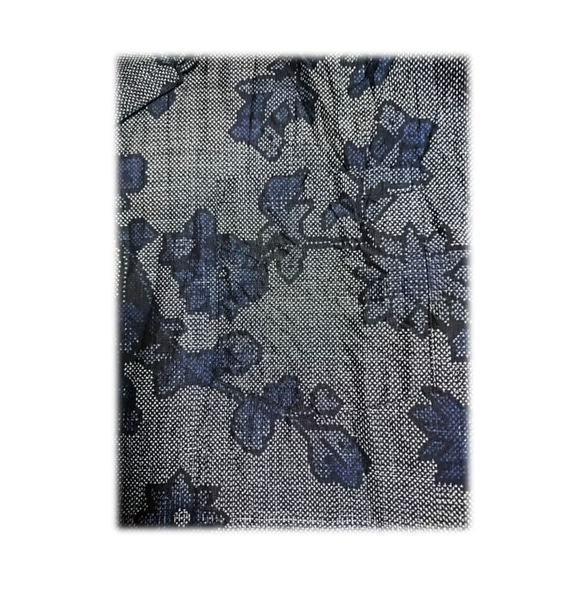 2　大島紬リメイク メンズ長袖シャツ（ブルー系花柄・M) 7枚目の画像