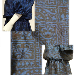 31 Oshima Tsumugi Mid Century Look 連衣裙 Look 兩件套（藍色昭和復古圖案） 第9張的照片