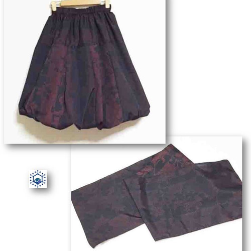 ハンドメイド き絹 大島 裏付きパッチワークスカート とらえ 