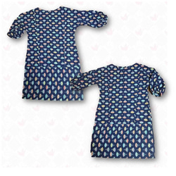 104折扇圖案連衣裙（藏青色） 第5張的照片