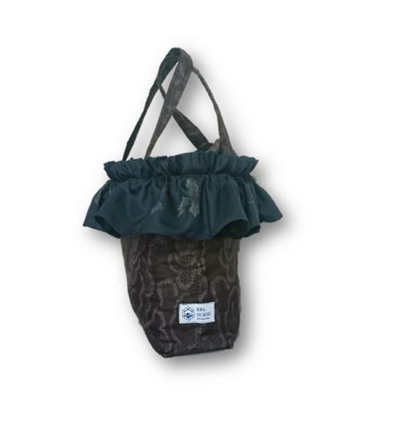 39 * Oshima tsumugi重製褶邊手提袋（棕色/雲朵圖案） 第2張的照片
