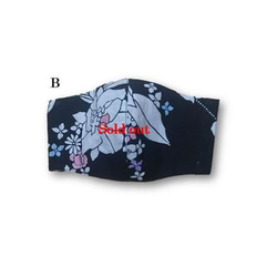 MM46 浴衣翻拍花卉面具（M 碼，黑底） 第4張的照片