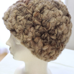 ゆびあみ帽≪アフロ≫（ナチュラルベージュ） 3枚目の画像