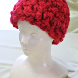 ゆびあみ帽≪アフロ≫（レッド） 3枚目の画像