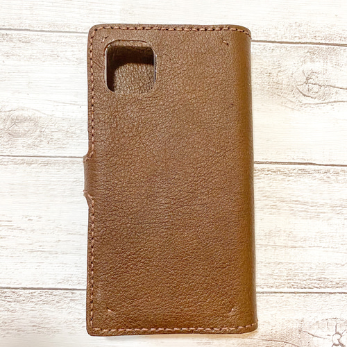 本革手帳型 スマホケース iPhone Android 刻印可能 iPhone16対応」 「 BROWN CORE LEATHER 」茶芯 手帳型