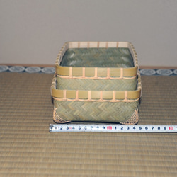 竹の網代編み　小物入れ　ランチボックス 3枚目の画像