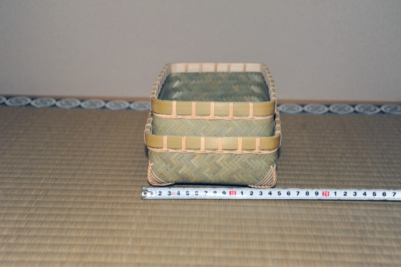 竹の網代編み　小物入れ　ランチボックス 3枚目の画像
