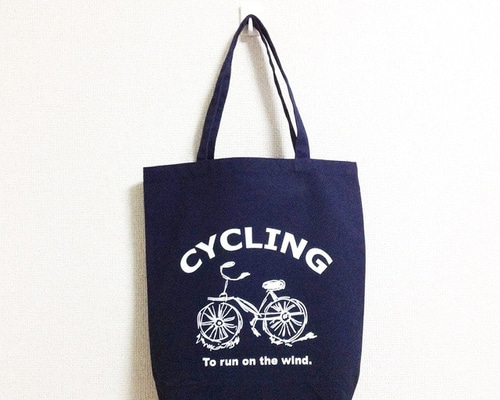WINNER DROPTOP エコバッグ トートバッグ ネイビー CYCLING トートバッグ (ネイビー×ホワイト) トートバッグ nya