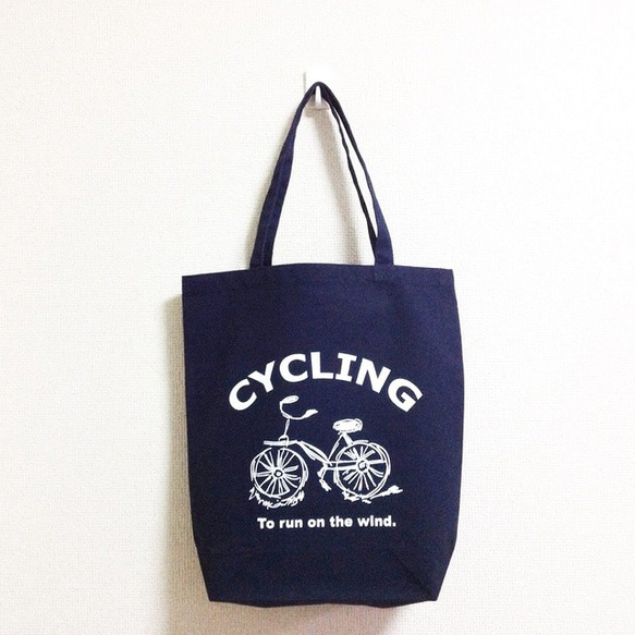 CYCLING トートバッグ (ネイビー×ホワイト) トートバッグ nya