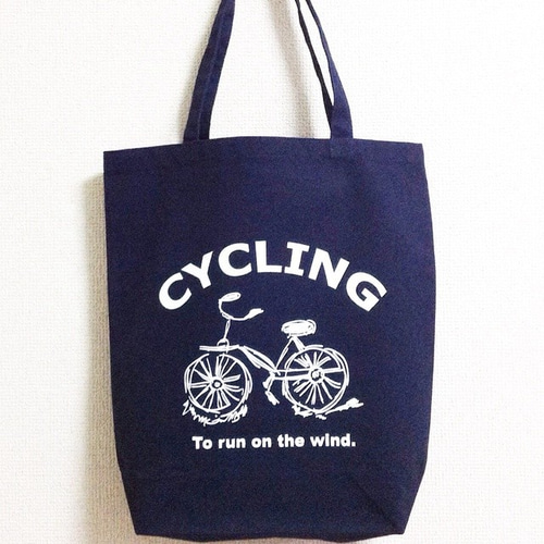 CYCLING トートバッグ (ネイビー×ホワイト) トートバッグ nya