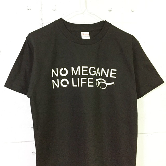 NO MEGANE NO LIFE Tシャツ(ブラック×ホワイト) 1枚目の画像