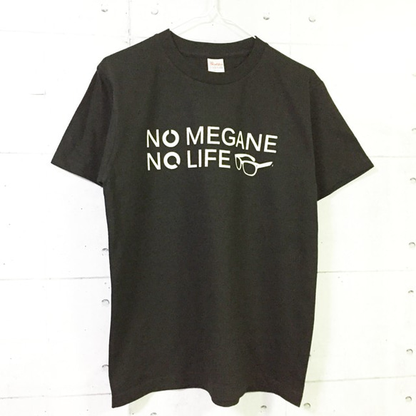 NO MEGANE NO LIFE Tシャツ(ブラック×ホワイト) 2枚目の画像