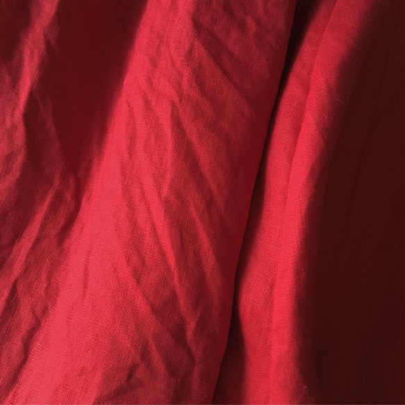 何色にする⁇ リネン100% ギャザーマキシスカート レッド 4枚目の画像