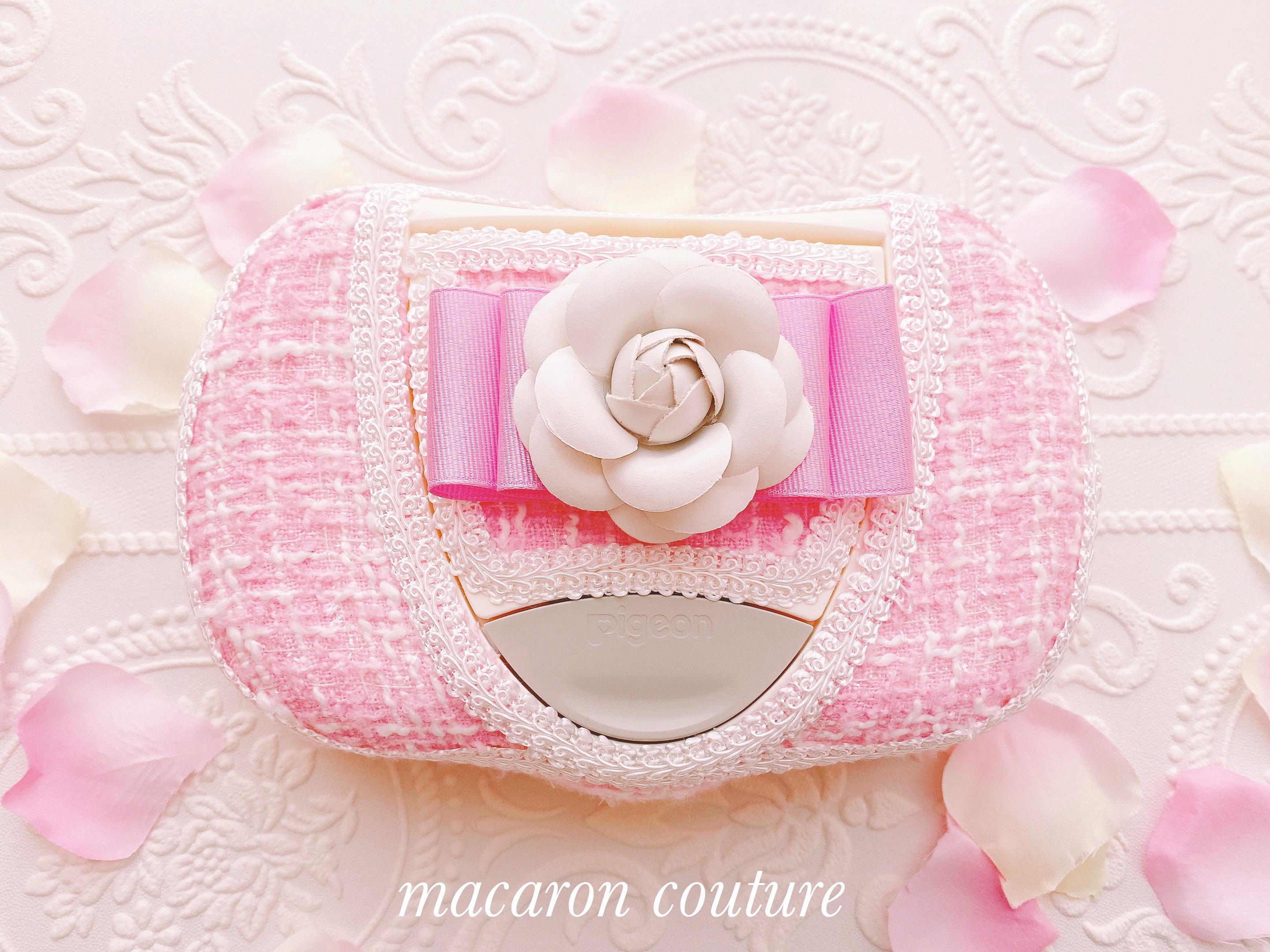 おしりふきケース　カメリア×ツイード×グログランリボン全3色