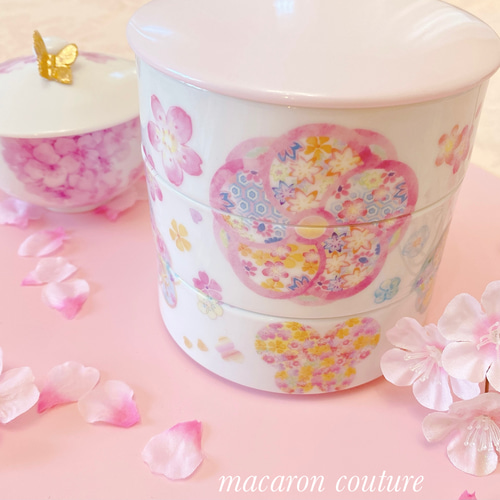 和花柄華やか三段重 お重1点 日本製 和食器 中皿 macaron couture 通販