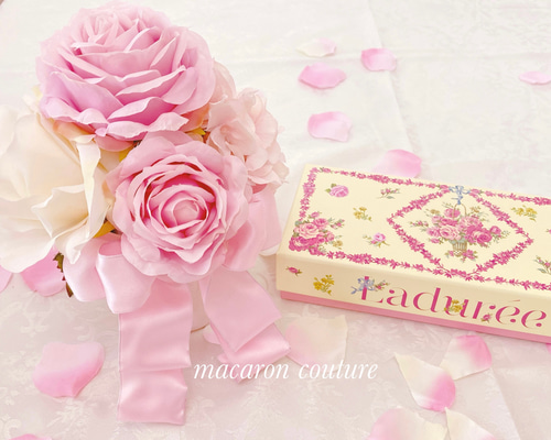 ローズ＆ダブルリボンフラワーアレンジメント 1点 アーティフィシャル