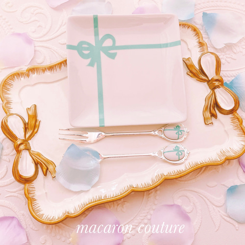 リボンプレート 1枚〜 ブルー 小皿 macaron couture 通販 8864464