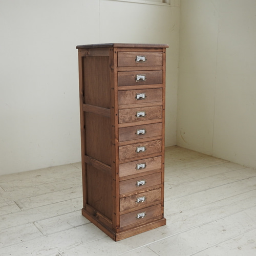 アンティーク　棚　チェスト　木製タンス 10引き出し付き チェスト 木製 タンス 洋服タンス ワイドチェスト たんす クローゼット