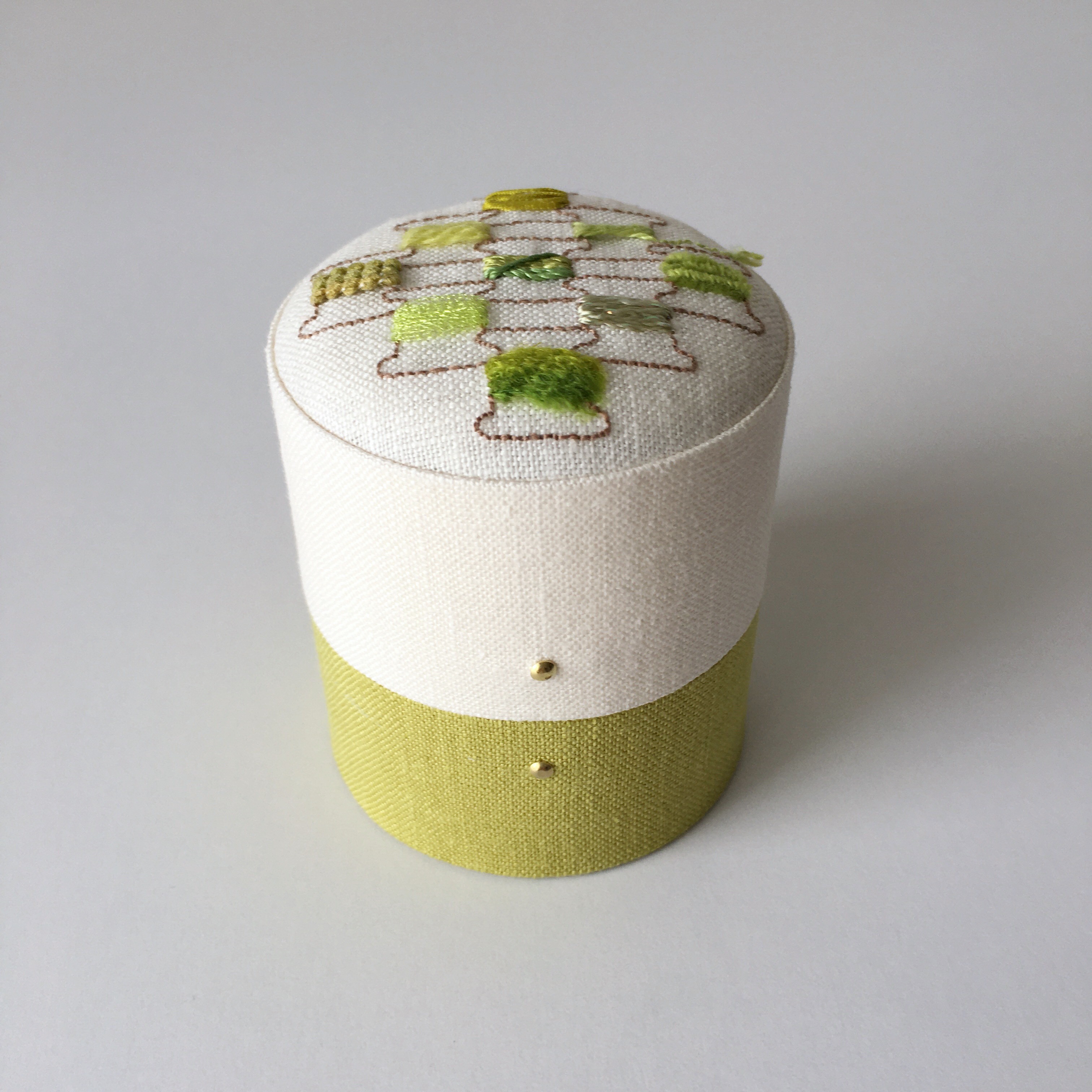 フランスアンティークお花柄 カルトナージュ　ミニクッション ピンクッション