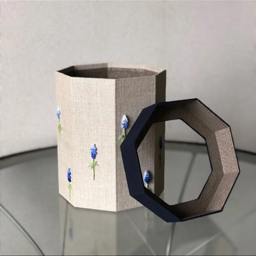 デルフィニウム刺繍 ダストボックス〈カルトナージュ〉 ゴミ箱