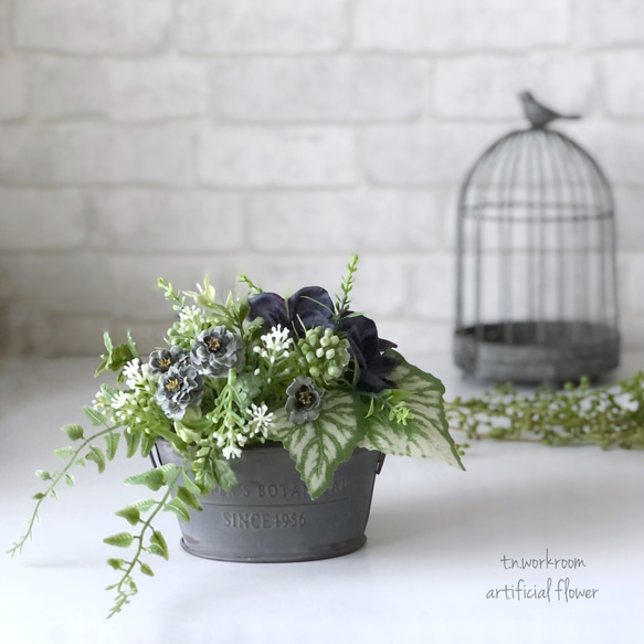 送料無料〉ナチュラルなポットアレンジ♪ アーティフィシャルフラワー