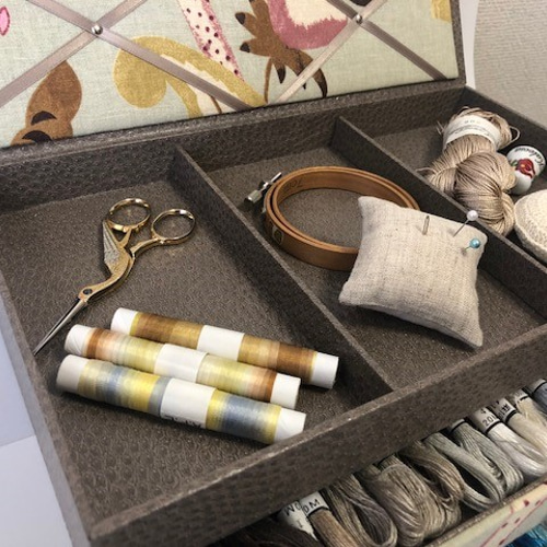 ☆SALE☆ 刺繍糸収納BOX＜カルトナージュ＞BR その他インテリア雑貨