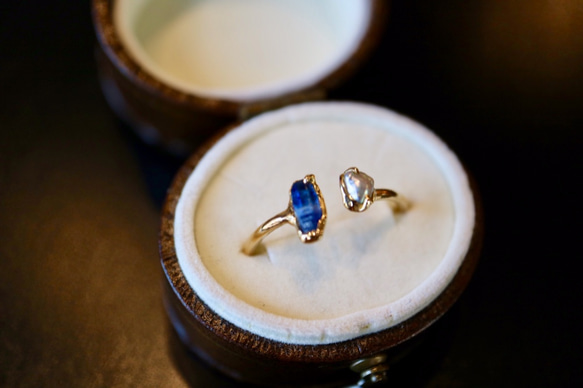 ブルーサファイヤとケシパールのリング BlueSapphire,Pear Ring  『数量限定ハンドメイド2019』 3枚目の画像