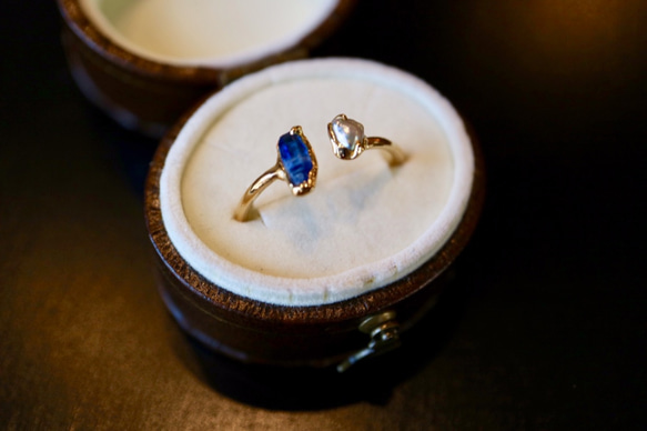 ブルーサファイヤとケシパールのリング BlueSapphire,Pear Ring  『数量限定ハンドメイド2019』 4枚目の画像