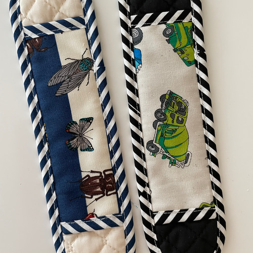 水筒 肩紐カバー はたらく車柄×星柄 細めタイプ 水筒 肩紐カバー