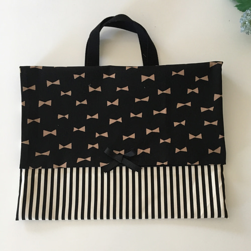 ハンドメイド オーダー レッスンバッグ 巾着 移動ポケット ハート