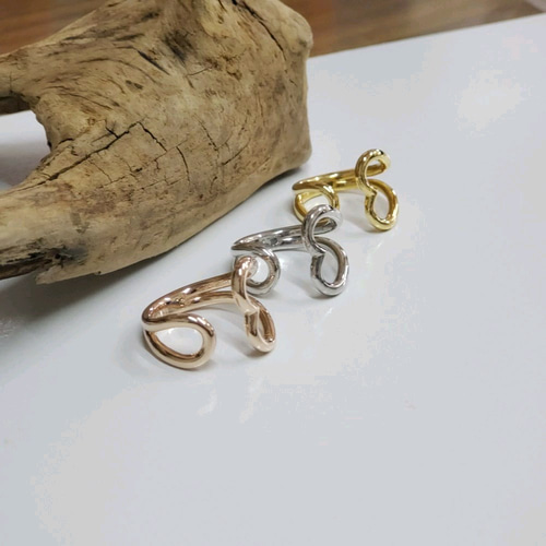 ハート❤️雫のコンビネーションオープンリング シルバー《送料無料