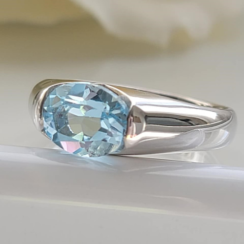 選べる天然石＊セミオーダーリングスカイブルートパーズリングPY-185