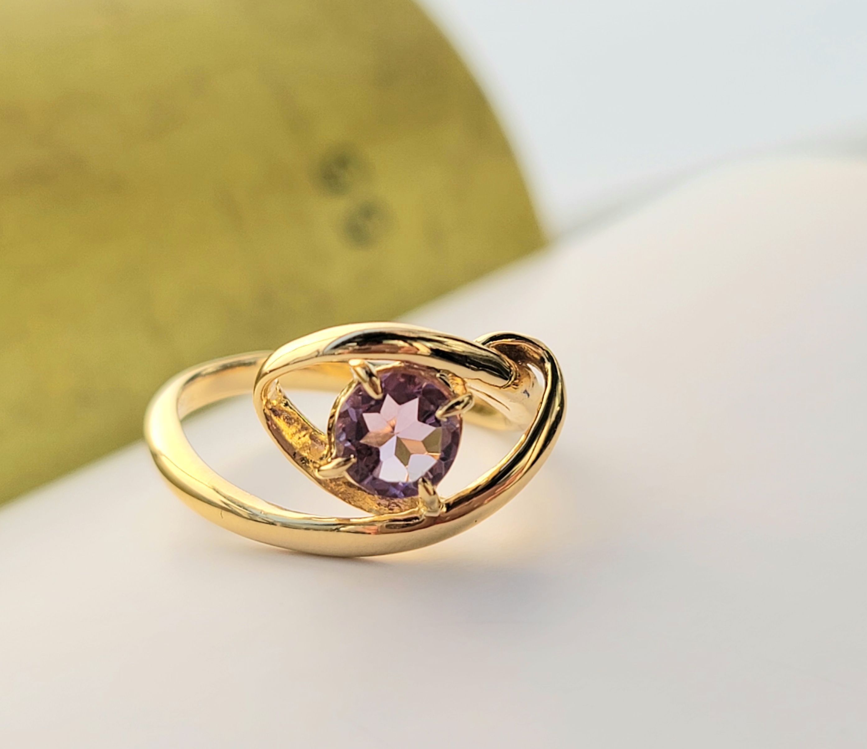 新品 アメジスト アクアマリン リング K18