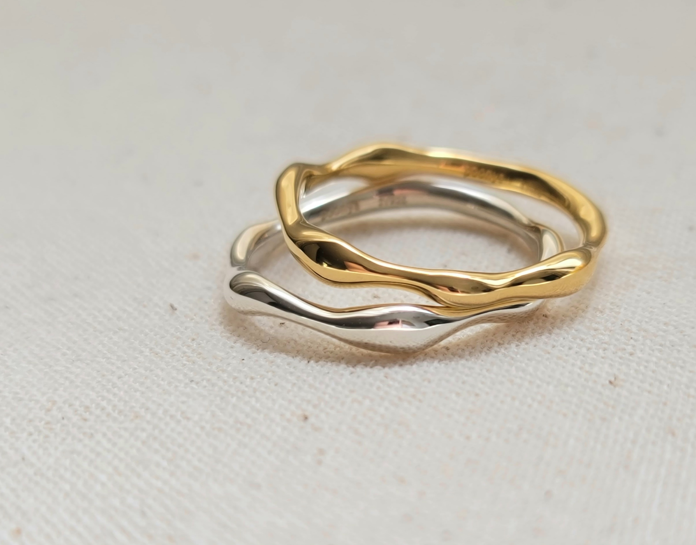 [Golden dew] 韓国☆18K Gold☆Pulsifia 1 リング 18 K Gold Ring Curved Single Stone A102561