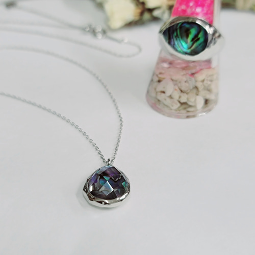美しいアバロンシェル×天然水晶のペアシェイプカボション 美しいアバロンシェル×天然水晶のペアシェイプカボション