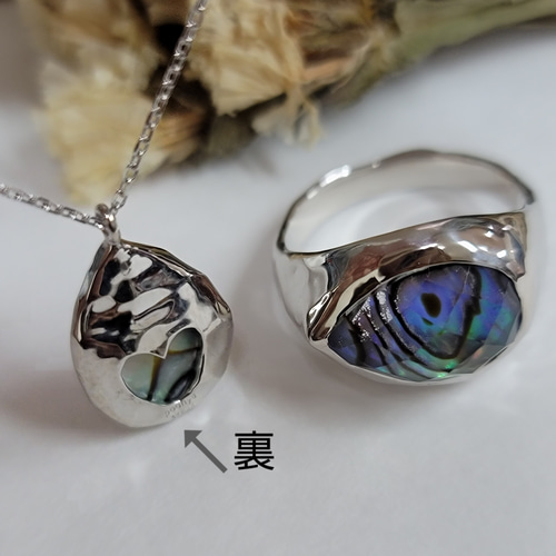 美しいアバロンシェル×天然水晶のペアシェイプカボション 美しいアバロンシェル×天然水晶のペアシェイプカボション