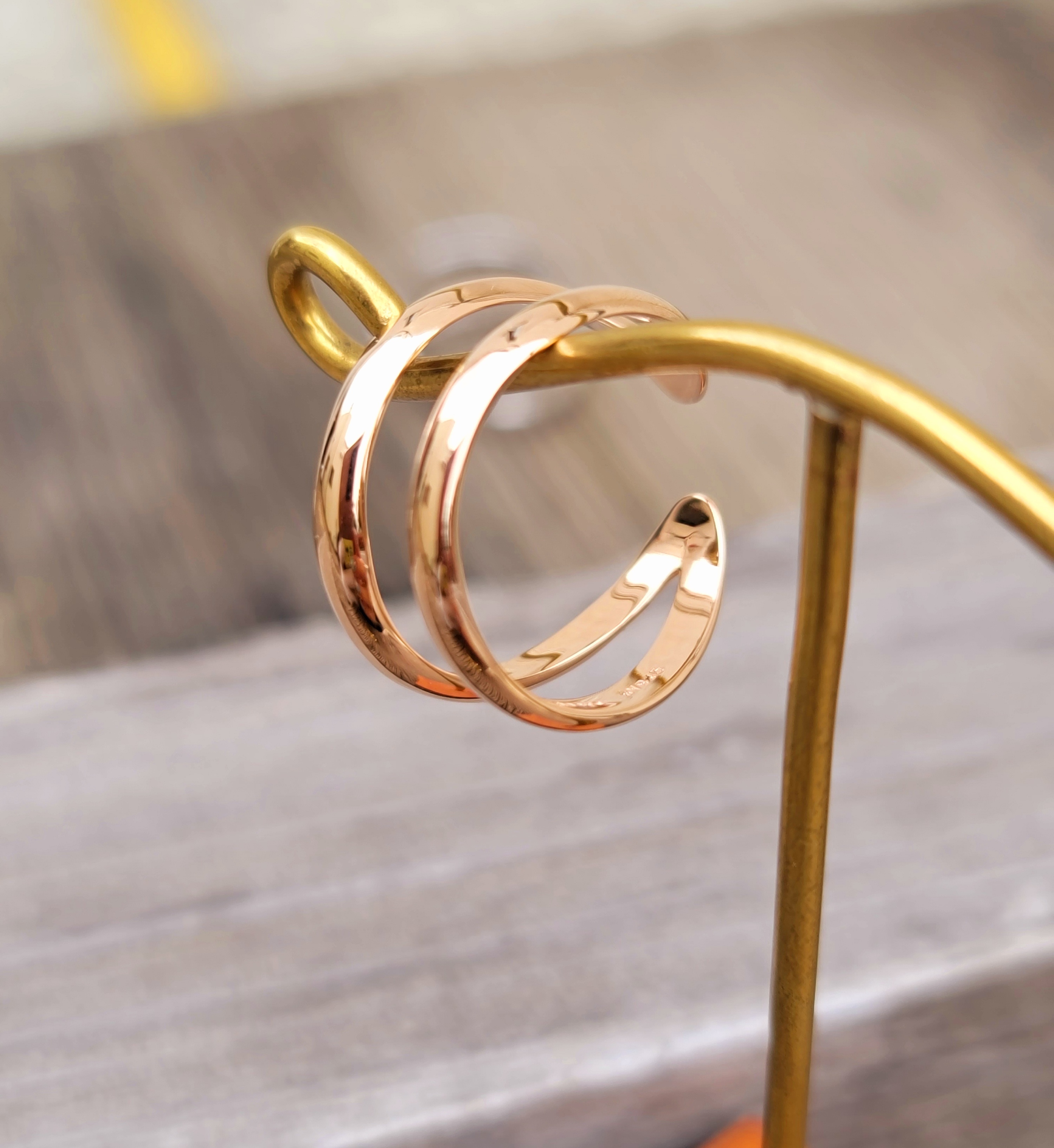 大ぶりのシンプル２連イヤーカフピングゴールドPY-192《送料無料》