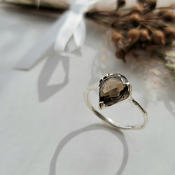 スモーキークオーツペアシェイプローズカット＊ハートモチーフリング《送料無料》PY-263 11枚目の画像